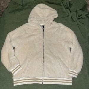 Torrid Sherpa Hooded Jacket Teddy Bear Plush Cozy Coat Cream 2